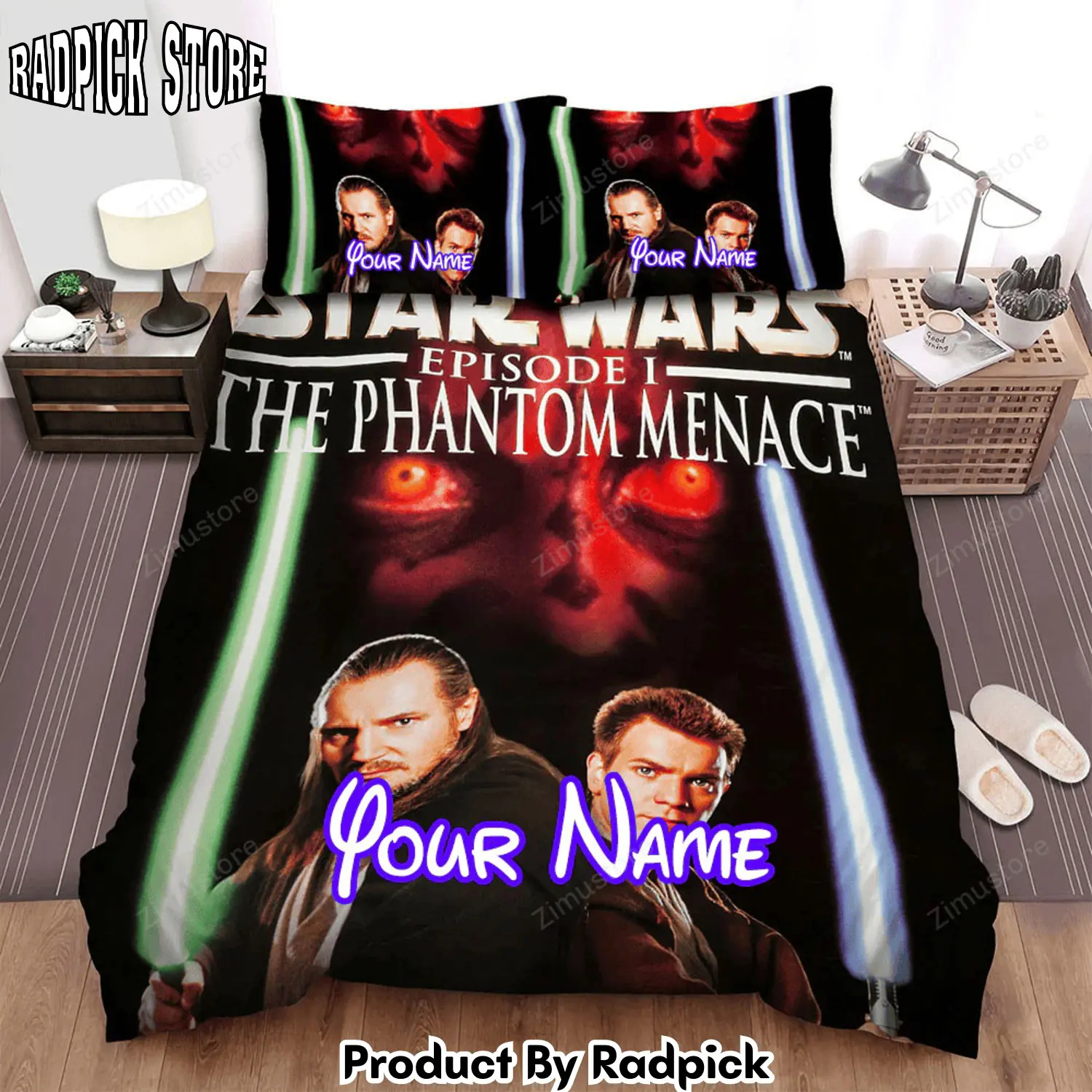 Radpick star wars episode i the phantom menace live the saga on playstation movie poster bed sheets spread comforter duvet cover personalized name bedding sets rp3271982